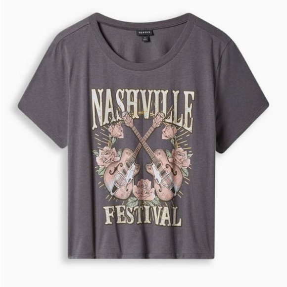 Torrid Nashville Classic Fit Polyester Cotton Crew Crop Tee Size 2x - Picture 1 of 7